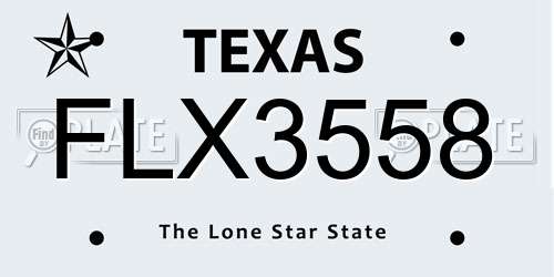 FLX3558 Texas License Plate