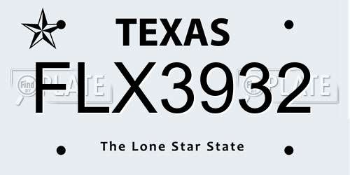 FLX3932 Texas License Plate