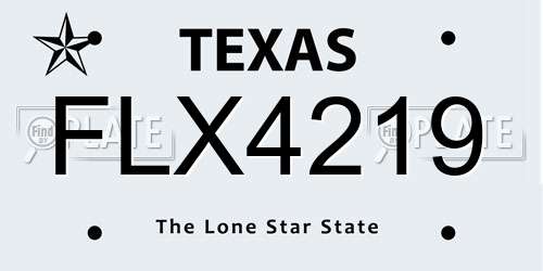 FLX4219 Texas License Plate