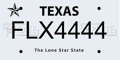 FLX4444 Texas License Plate