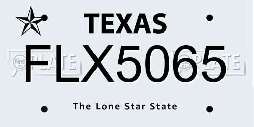 FLX5065 Texas License Plate
