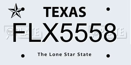 FLX5558 Texas License Plate