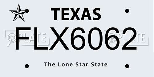 FLX6062 Texas License Plate