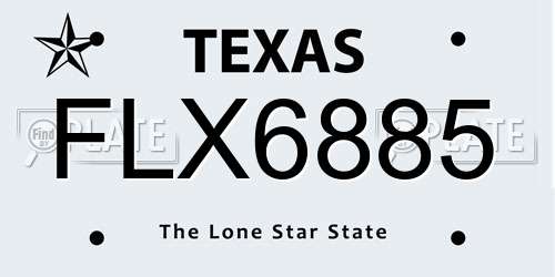 FLX6885 Texas License Plate