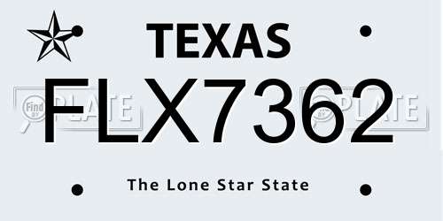 FLX7362 Texas License Plate