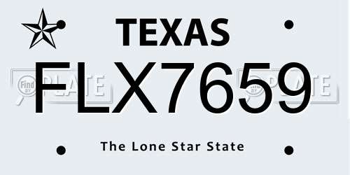 FLX7659 Texas License Plate