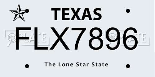 FLX7896 Texas License Plate