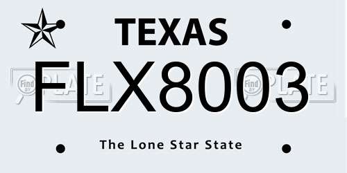 FLX8003 Texas License Plate