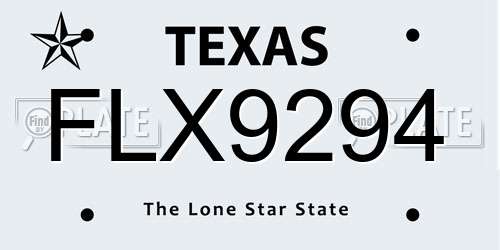 FLX9294 Texas License Plate