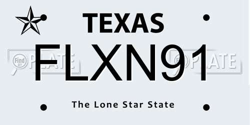 FLXN91 Texas License Plate