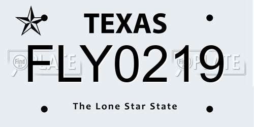 FLY0219 Texas License Plate