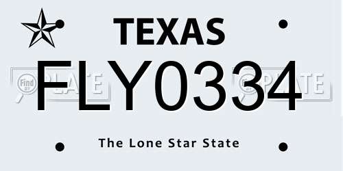 FLY0334 Texas License Plate