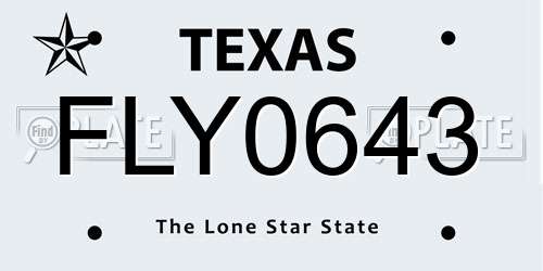 FLY0643 Texas License Plate
