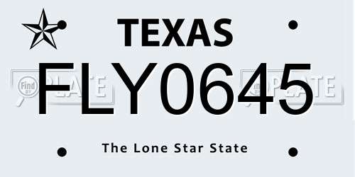 FLY0645 Texas License Plate