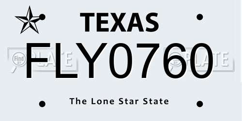 FLY0760 Texas License Plate