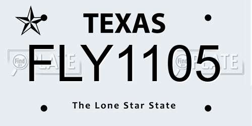 FLY1105 Texas License Plate