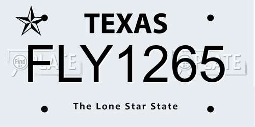 FLY1265 Texas License Plate