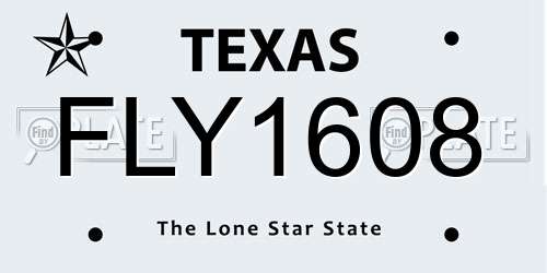 FLY1608 Texas License Plate