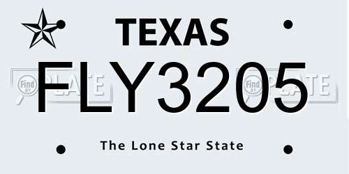 FLY3205 Texas License Plate