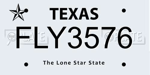 FLY3576 Texas License Plate