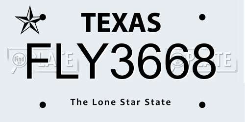 FLY3668 Texas License Plate