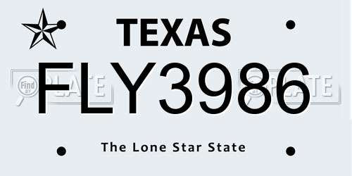 FLY3986 Texas License Plate