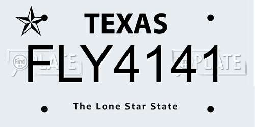 FLY4141 Texas License Plate