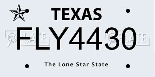 FLY4430 Texas License Plate