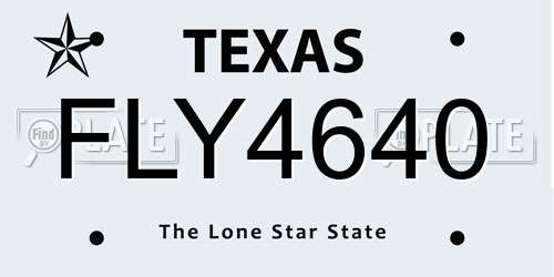 FLY4640 Texas License Plate