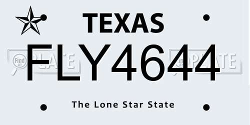 FLY4644 Texas License Plate