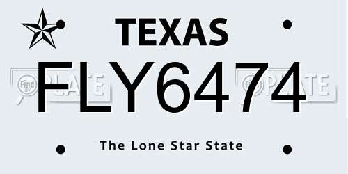 FLY6474 Texas License Plate