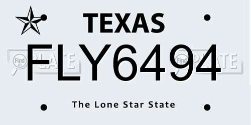 FLY6494 Texas License Plate