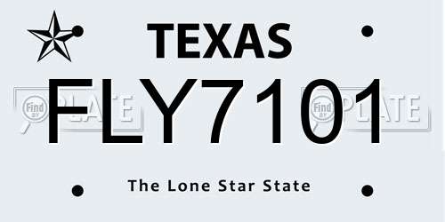 FLY7101 Texas License Plate
