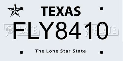 FLY8410 Texas License Plate