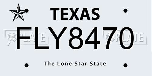 FLY8470 Texas License Plate