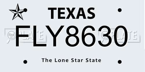 FLY8630 Texas License Plate