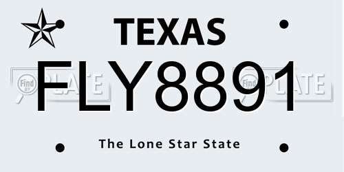 FLY8891 Texas License Plate