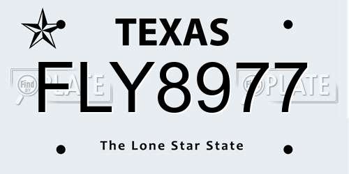 FLY8977 Texas License Plate
