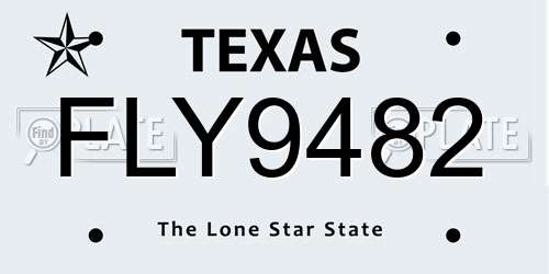 FLY9482 Texas License Plate