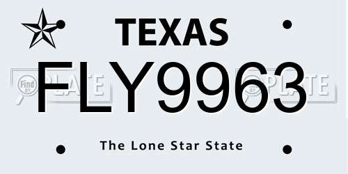 FLY9963 Texas License Plate