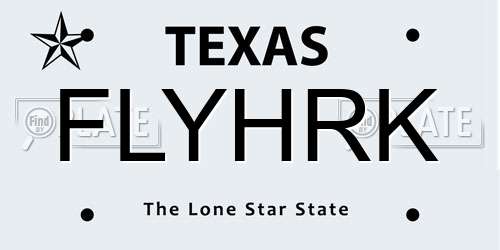FLYHRK Texas License Plate
