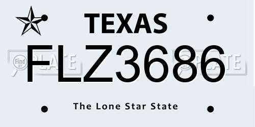 FLZ3686 Texas License Plate