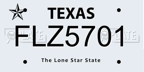 FLZ5701 Texas License Plate