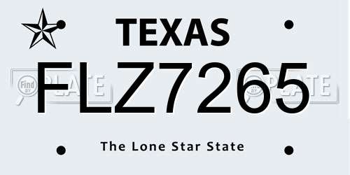 FLZ7265 Texas License Plate