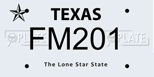 FM201 Texas License Plate