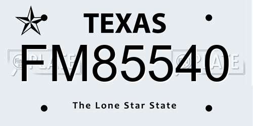 FM85540 Texas License Plate