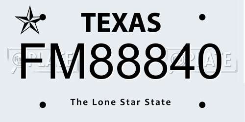FM88840 Texas License Plate