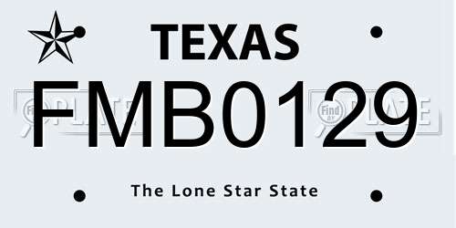 FMB0129 Texas License Plate