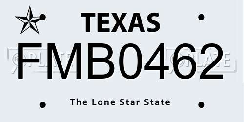 FMB0462 Texas License Plate