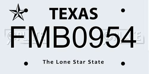 FMB0954 Texas License Plate